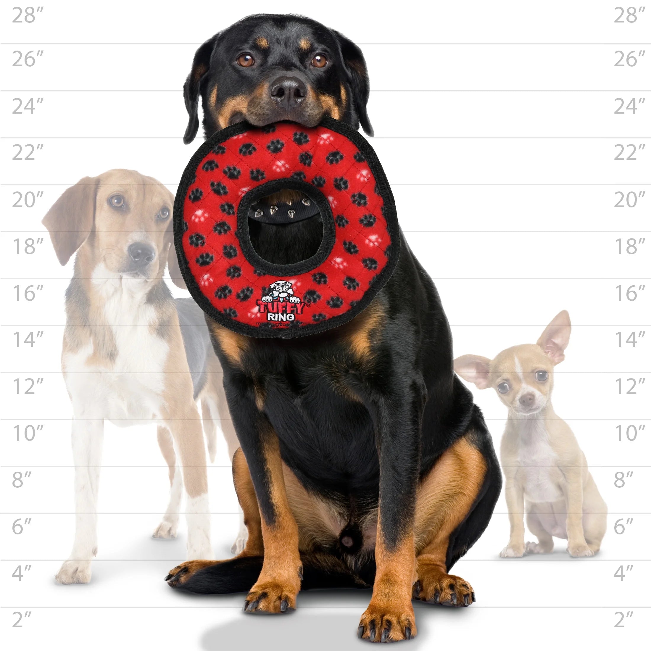 Ultimate Ring Red Paw Durable Plush Squeaky Dog Toy
