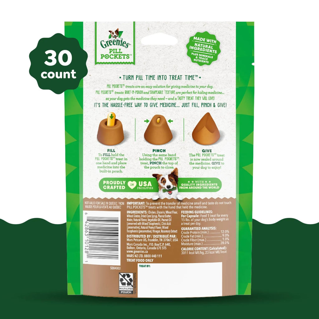 Pill Pockets for Dogs Peanut Butter Large, Capsule Size Soft Dog Treats, 7.9 Oz, (30 Pk)