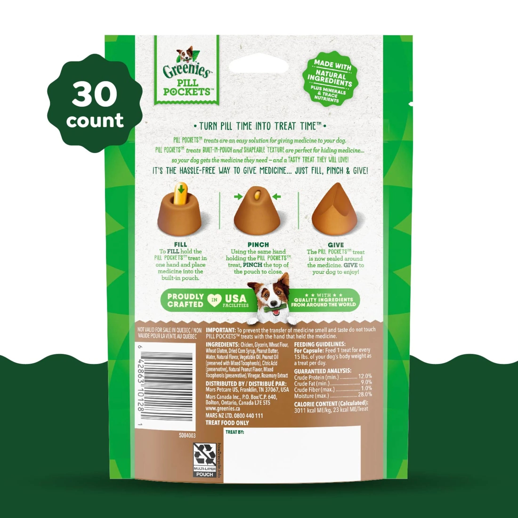 Pill Pockets for Dogs Peanut Butter Large, Capsule Size Soft Dog Treats, 7.9 Oz, (30 Pk)
