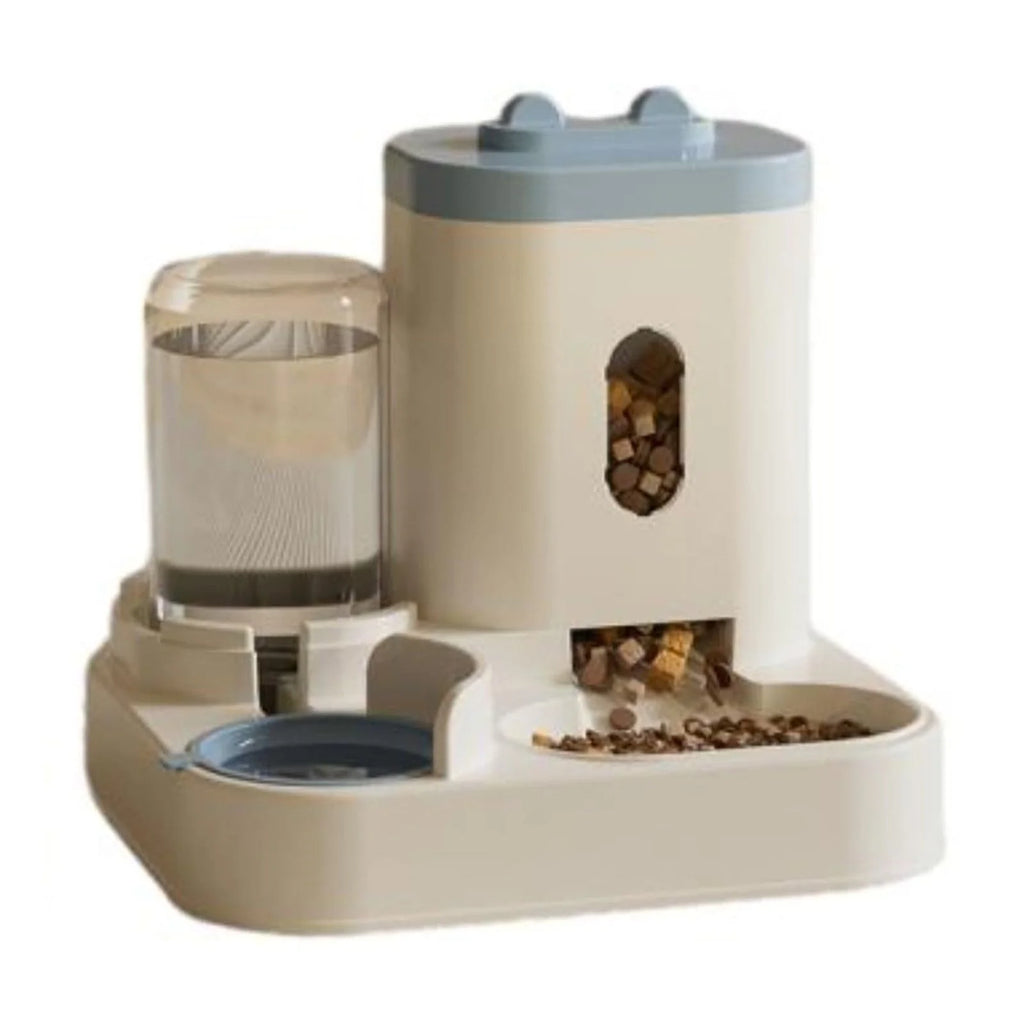 Automatic Dual Bowl Pet Feeder & Water Dispenser with Adjustable Portion Control, Leakproof Non-Slip Durable Design for Cats, Dogs, Small Pets Blue