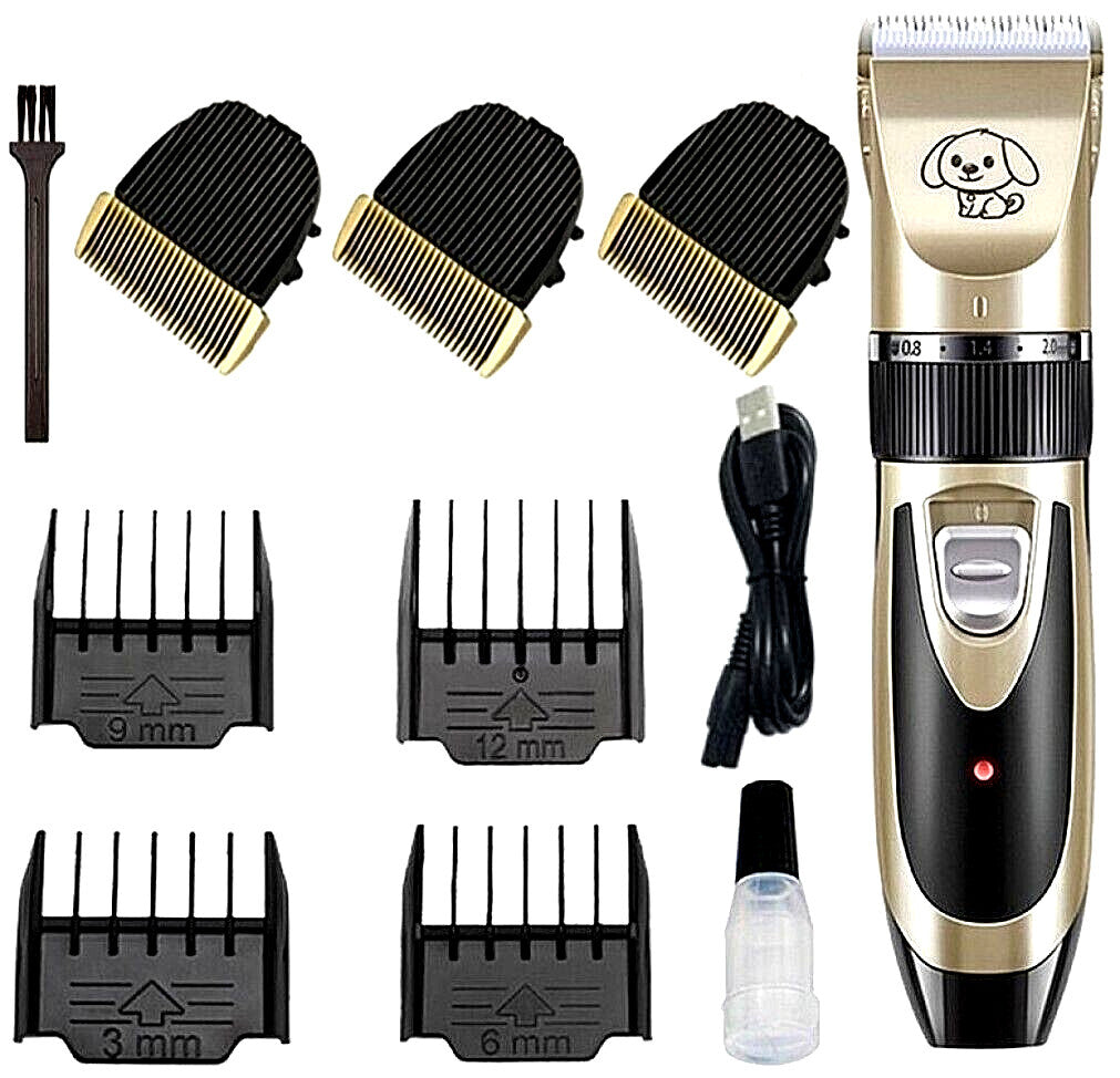 Dog Cat Pet Grooming Kit Rechargeable Cordless Electric Hair Clipper Trimmer Set