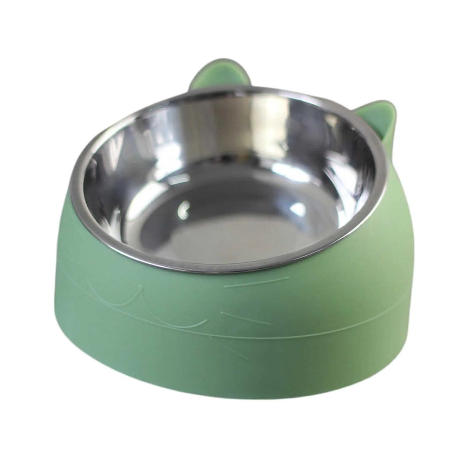 Pet Food Water Bowls Tilted Elevated Raised Cat Bowls Cat Feeder Dishes Protect Cats, Small Dogs Indoor Green
