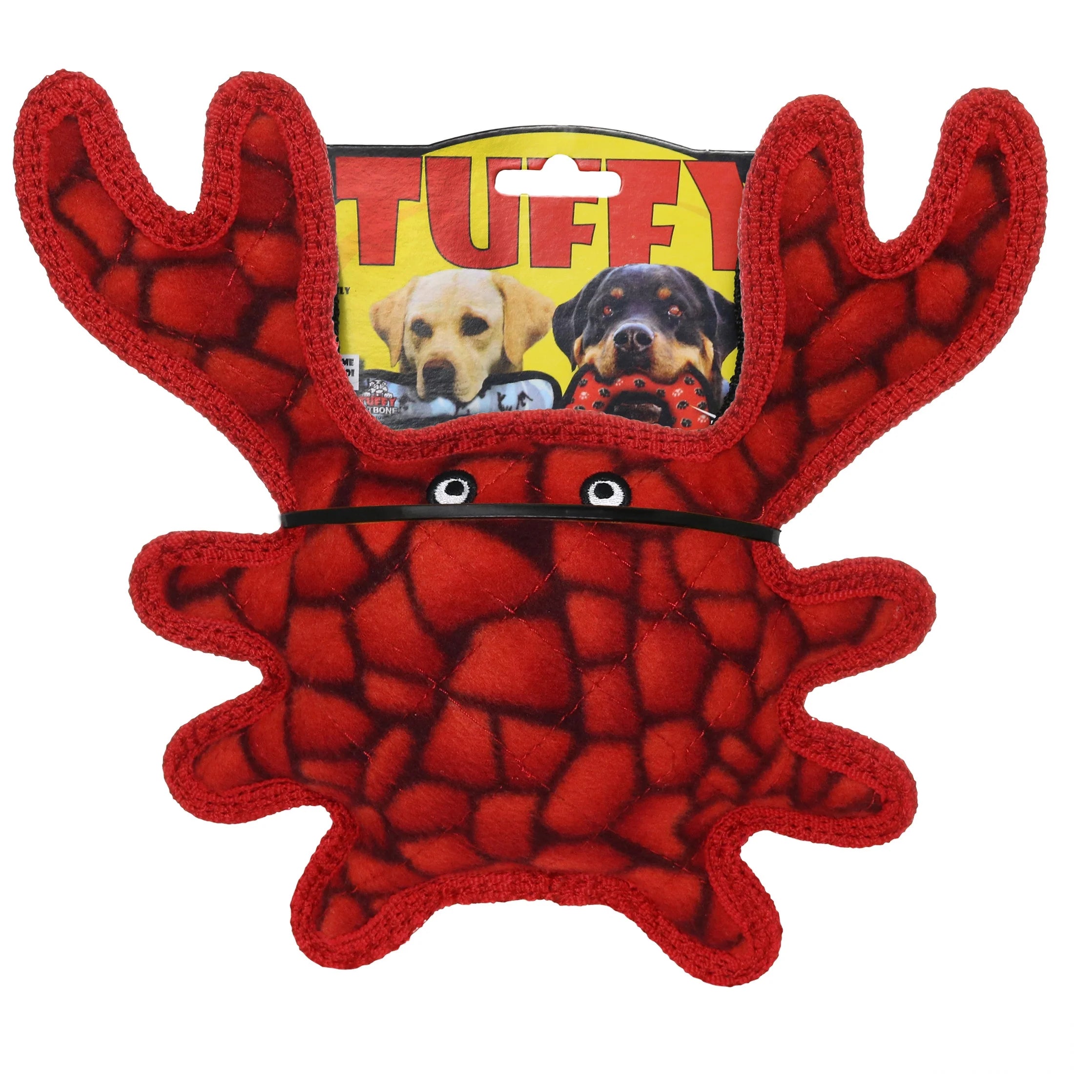 (2 Pack) Tuffy Medium Crab Red Durable Plush Dog Toy