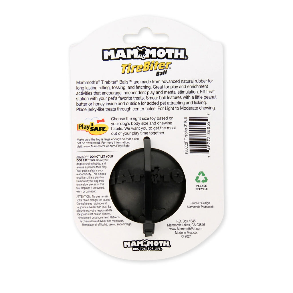 Tirebiter Advanced Ball Rubber Dog Toy W/Treat Station Medium 3"