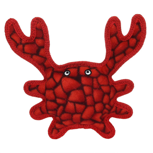 (2 Pack) Tuffy Medium Crab Red Durable Plush Dog Toy