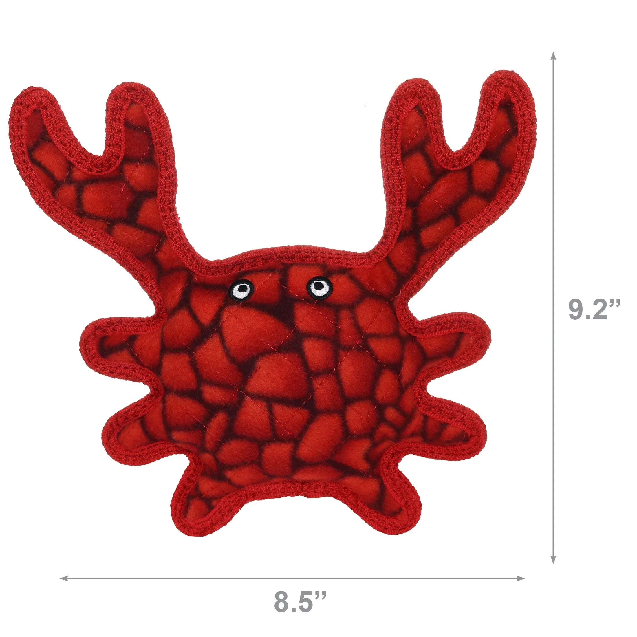(2 Pack) Tuffy Medium Crab Red Durable Plush Dog Toy