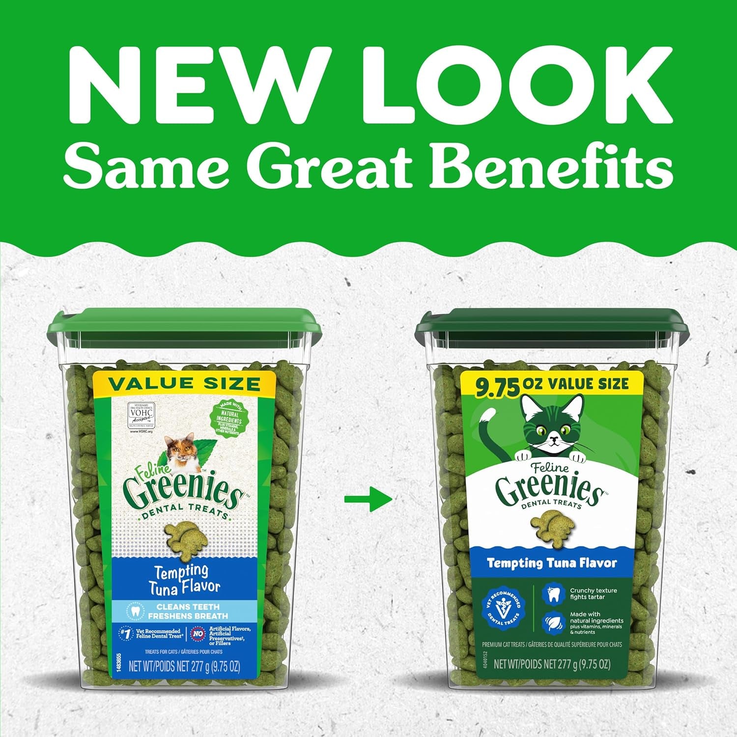 Cat Treats, Veterinarian-Recommended Adult Natural Dental Cat Treats, Tempting Tuna Flavor, 9.75 Oz. Tub