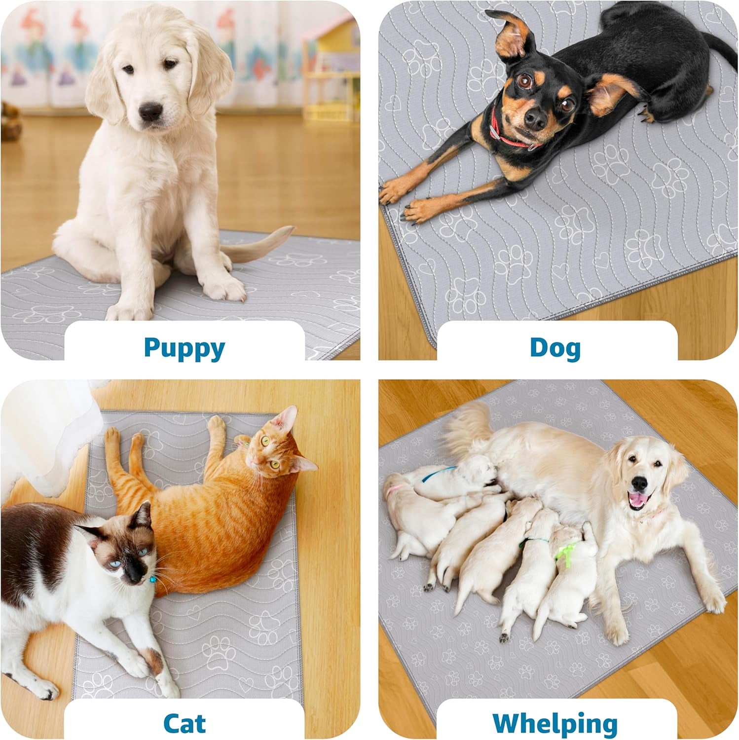 ® Reusable Puppy Pad – Waterproof, Extra-Absorbent, Washable Pee Pad for Dog Training, Whelping, & More – Protect Your Floors & Pet with Quick-Drying Potty Pad (Paws & Hearts, Medium 36"X41")
