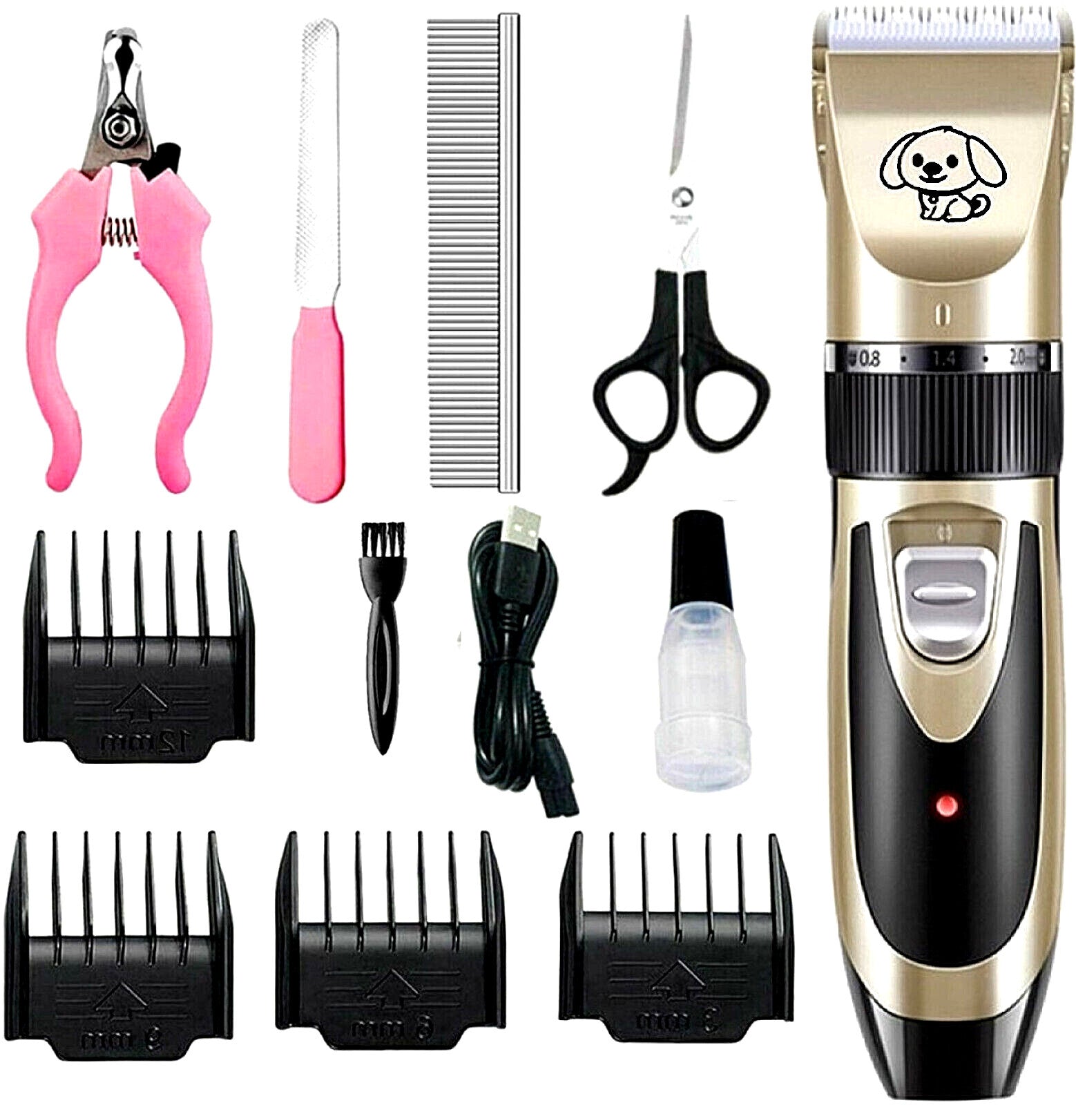 Dog Cat Pet Grooming Kit Rechargeable Cordless Electric Hair Clipper Trimmer Set