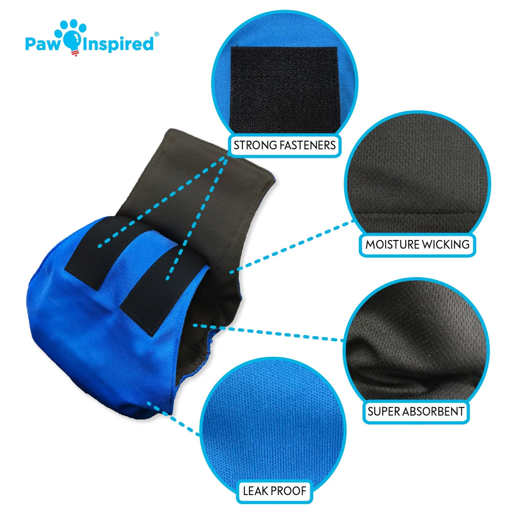 Reusable Male Dog Diapers, Washable Belly Bands for Male Dogs, Dog Wraps for Incontinence (Medium (3Ct), Assorted (Black Lining))
