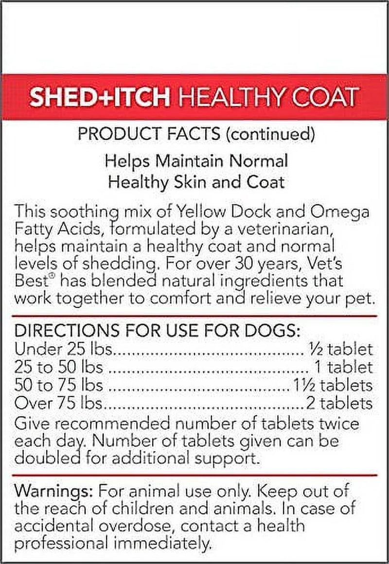 Best Healthy Coat Shed and Itch Relief Supplements for Dogs - 50 Chewable Tablets - 4.5 Oz.