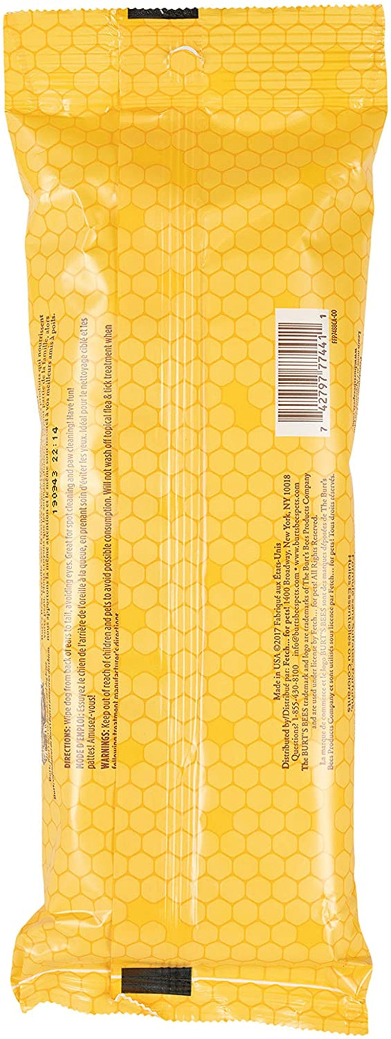 Burts Bees for Pets Honey Multipurpose Dog Grooming Wipes, 50 Count