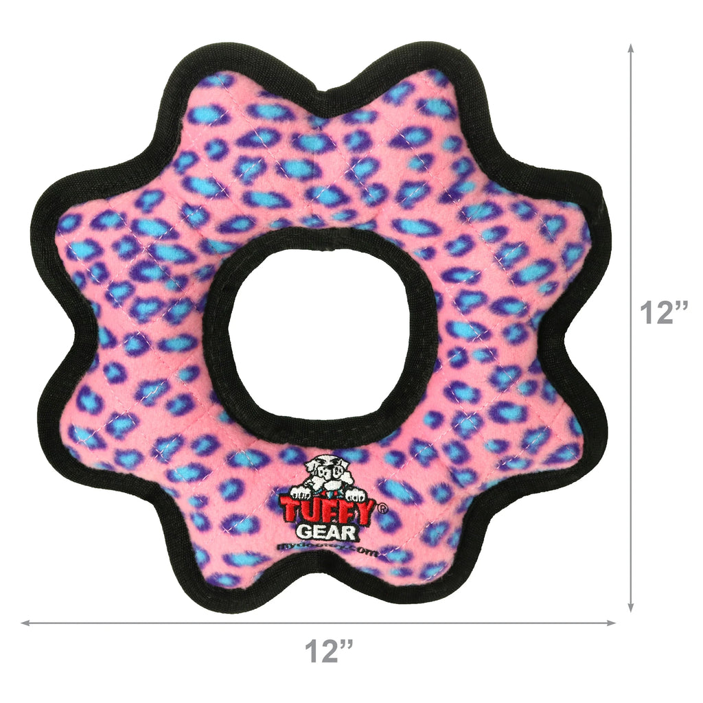 Ultimate Gear Ring Pink Leopard Durable Plush Squeaky Dog Toy
