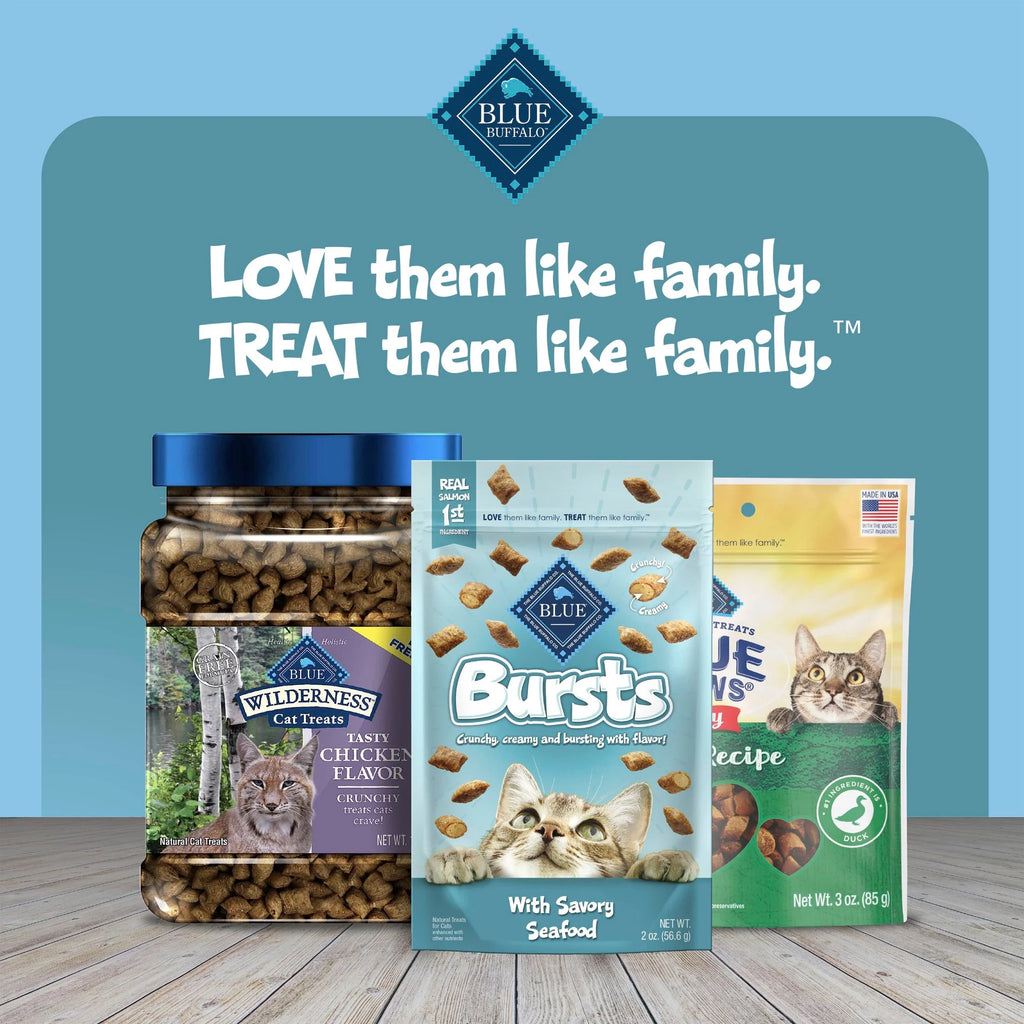 Bursts Crunchy & Creamy Cat Treats, Great for Training, Savory Seafood, 12-Oz Tub