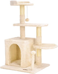 Cat Tree Tower,  Cat Condo Tree Climbing Frame Furniture with Scratching Post Cat House for Outdoor Indoor Cat Tower Cat Activity Centre for Sleeping and Playing (33.5" Beige)