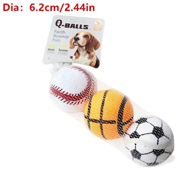Dog Toy Set Q-MONSTER Thick Walled Natural Rubber Squeak Chew Balls for Dogs Tennis Interactive Bouncy Balls for Training 4-Pack