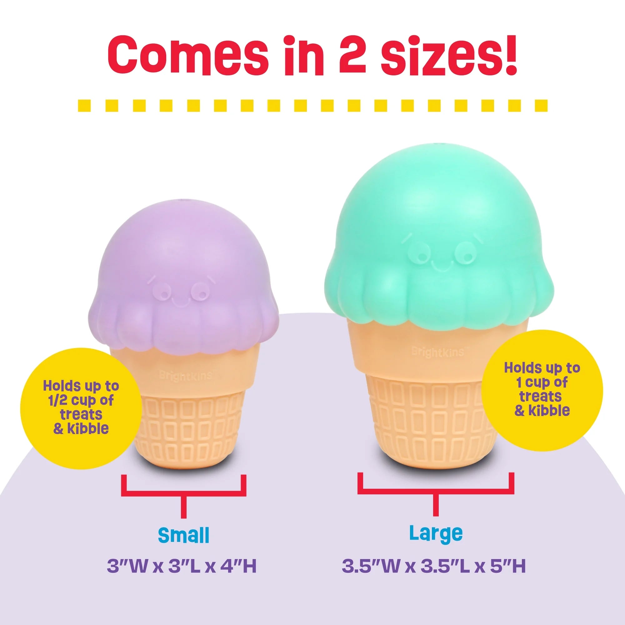 Brightkins Ice Cream Dog Toy Treat Dispenser, Playful Training for Small & Medium Dogs to Chew